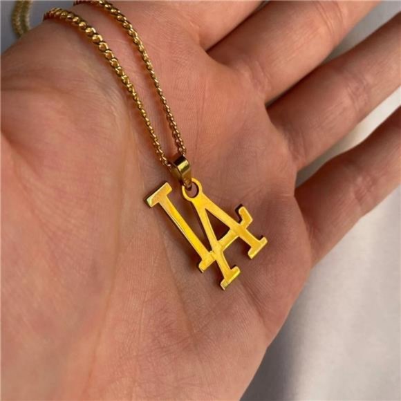 NEW MLB Los Angeles LA Dodgers Gold Team Pendant Logo Necklace 20" Chain Lobster - Picture 2 of 7